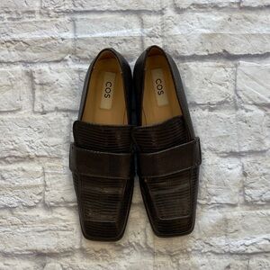COS Brown Reptile Skin Loafers